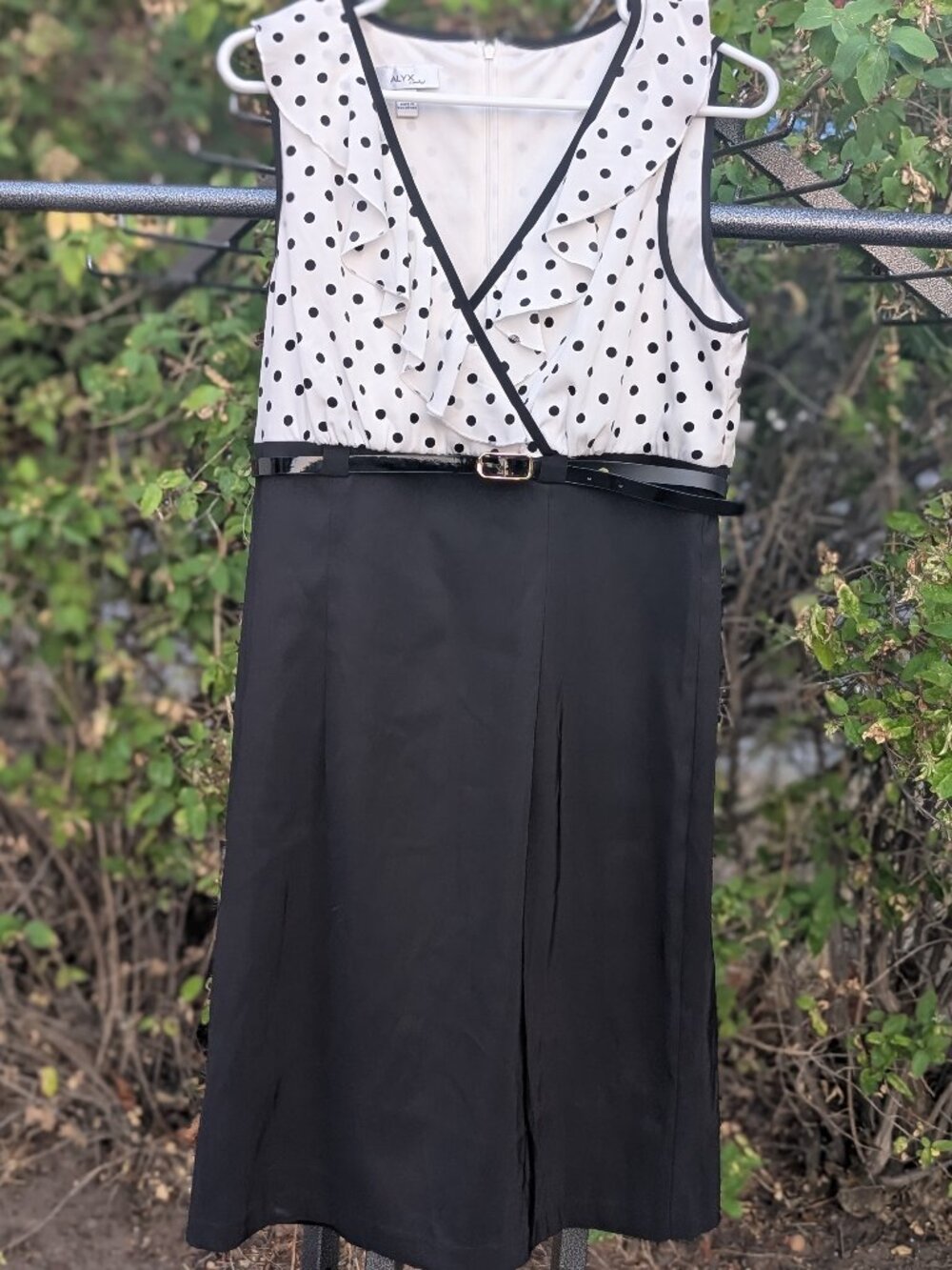 ALYX Limited Polka Dot Faux Wrap Belted Dress Rockabilly Retro 50s Office Siren